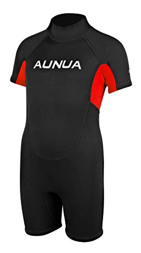 Aunua Children's 3mm Youth Swimming Suit Shorty Wetsuits Neoprene for Kids Keep Warm