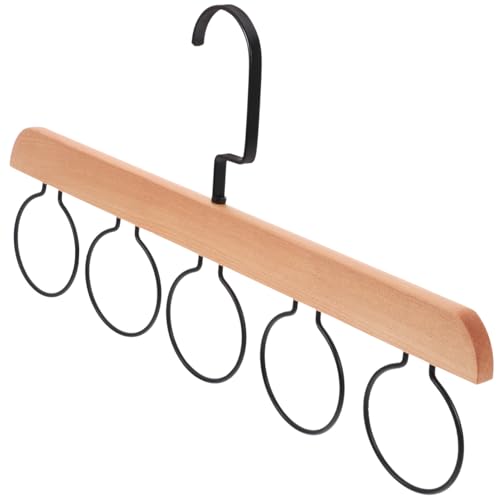 Organizador para Pañuelos Bufandas Percha con 5 Anillos para Armario Color Madera
