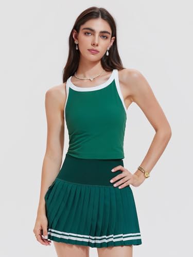 Tennis Skirt Set 2 Piece Golf Dress for Women High Waisted Pleated Skirt with 2 Pockets2