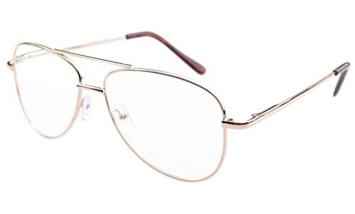 Eyekepper Pilot Style Metal Frame Spring Hinges Eyeglasses Gold