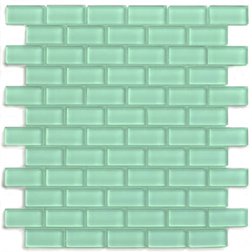 Sage Green 1x2 Mini Glass Subway Tile 1 sq.ft. (Mesh Mounted)