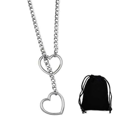 Meifiyu Punk Gothic Choker Kette Damen,Necklace,Halsband Damen,Love Shackles Necklace,Y Halskette,Slip Chain Lariat für Männer und Frauen,O-Ring Slip Chain,Geburtstagsgeschenk für Freundin
