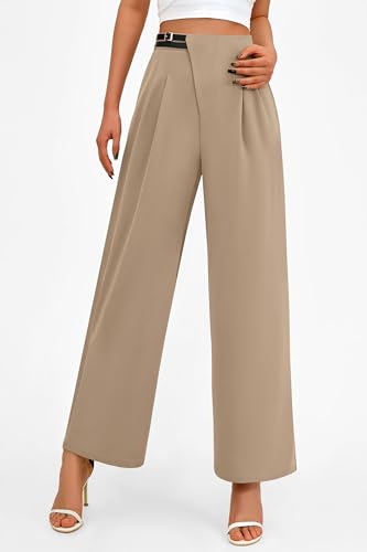 PRETTYGARDEN Women's Wide Leg Dressy Pants High Waisted Fashion Business Casual Work Office Trousers Palazzo Pant4