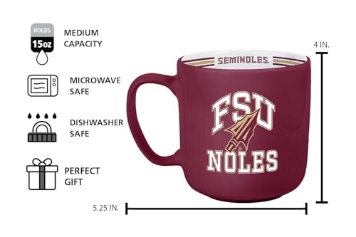 Image of Logo Brands NCAA Florida State Seminoles 15 oz Stripe Coffee Mug - Vintage Team Logo, Inside Print & Stripes, Microwave & Dishwasher Safe- Great Gift For Fans & Alumni