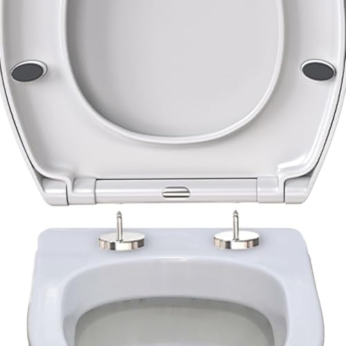 Abattant WC à fermeture amortie avec libération rapide pour un nettoyage facile, siège de toilette standard ovale, fixation par le haut, siège de toilette universel, anti-claquement, blanc