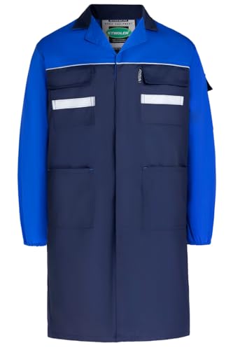 KTWOLEN Hombre Bata de Laboratorio Alta visibilidad Camisa de Trabajo Bata Medico Enfermera Multibolsillos Sanitaria de Trabajo Camisa de Laboratorio con Manga Larga, Azul, L