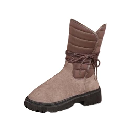Genérico Calzado Barefoot Hombre Botas MontañA Mujer Botas de nieve de ante con punta redonda y planas con estampado de de felpa para mujer, cálidas, para invierno Botas Hombre Invierno (Grey, 40)