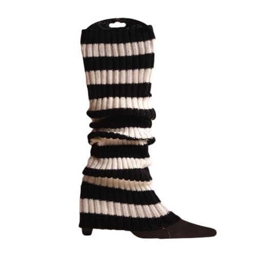 Fall Winter Ribbed Leg Warmers Stylish Fancy 80s Party Dance Stretchy Colorful Long Socks for Women