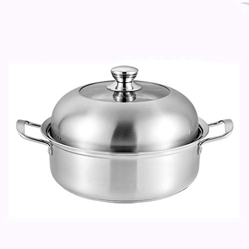 OWOHYG Olla/Vaporera De Acero Inoxidable 304, Olla Doméstica con Bandeja para Cocinar Al Vapor, Fondo Grueso, para Cocina De Gas/Inducción, 30 Cm