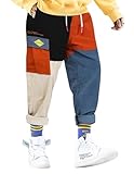【Color Block Cargo Pants】The eye-catching color block and patchwork design ensures a bold, artistic look that turns heads. Drawstring elastic waist, multi-pockets, colorful design, tapered sweatpants, fashion-forward, retro trend "Back To 90's" 【Cord...