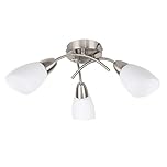 MiniSun | Modern 3 Way Brushed Chrome Ceiling Light Fitting with Frosted Glass Shades | Pendant Lights, Home Décor & Improvement Essential | Includes 4W LED Bulbs [3000K Warm White] | Mains Wired