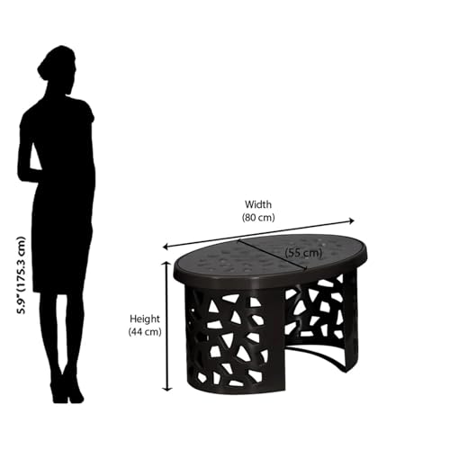 Image of Oaknest Neelakamal Crystal Plastic Chair and Table Set of 4+1 | Modern Cut-Out Design Indoor & Outdoor Furniture for Balcony, Garden, Patio, and Living Room | Iron Black