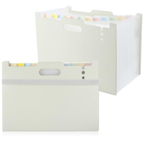 Tumosando ドキュメントファイル 13ポケット A4 ジャバラ 自立式 ドキュメントスタンド ヨコ 書類収納ボックス 透明仕切り 領収書 取扱説明書 書類整理 蛇腹 ファイル 拡張式 アコーディオンフ 区分けラベル付き グレー