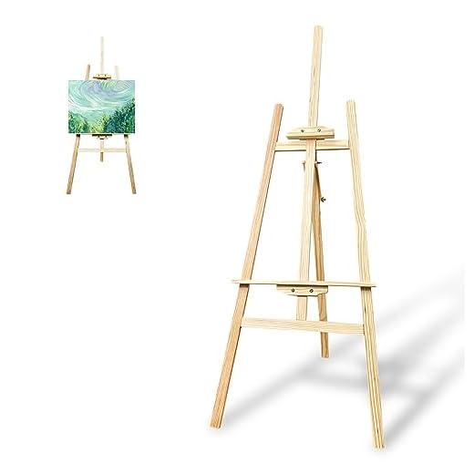 Frevoitna Caballete Pintura 150cm, Altura Ajustable Pino Macizo Caballete de Madera, Caballete de Campo, Trípode Soporte de Lienzos para Pinturas al Óleo, Acrílicas, Exposición de Cuadros