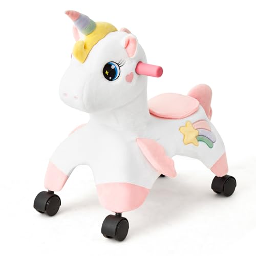 FUNLIO Licorne Porteur Enfant 1-3 an pour Tout-Petits, équipé de Roues Pivotantes à 360°, Porteur Bebe, Conçu pour Développer L’équilibre et La...