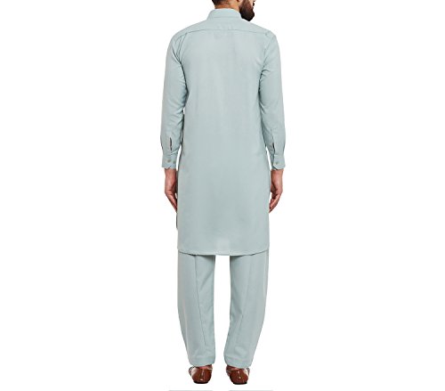 Image of SOJANYA (Since 1958, Men's Silk Blend Grey Kurta Pyjama & Silk Blend Jacket Combo