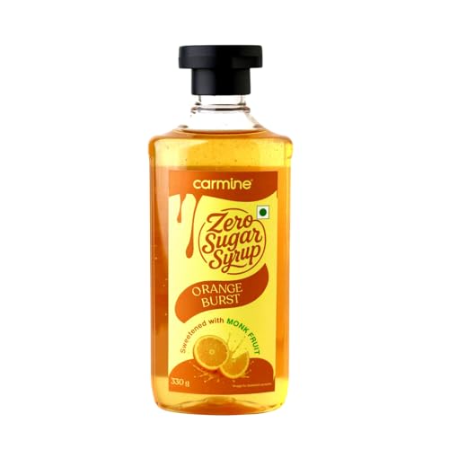 Image of Carmine Zero Sugar Orange Burst Syrup - 330g | New & Improved Recipe | Sweetened with Pure Monk Fruit | Natural, Plant-Based Sweetener | No Added Sugar or Artificial Ingredients