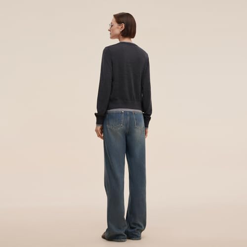 Image of GOELIA Pure Cashmere Wool Cardigans Womens Sweaters Trendy Long Sleeve Button Down Cozy Loose Fit Knit Going Out Tops