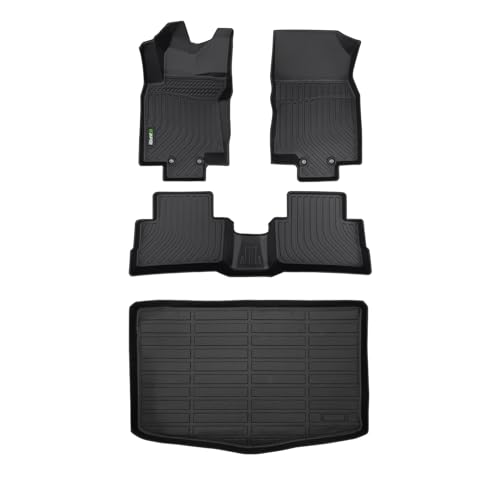 Image of HAFIDI Floor Mats & Cargo Liner Set Fit for 2017-2022 Nissan Rogue Sport (Cargo Liner Only Fit The Lower Deck) All Weather Protection TPE Car Full Set Floor Liners Custom Accessories - Black