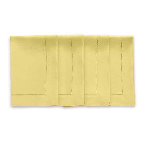 Set de 4 servilletas de lino amarillo 20 x 20 in miniatura 1