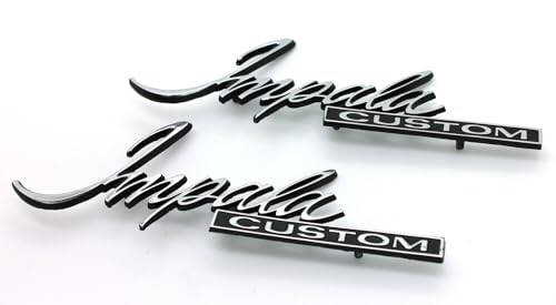 Image of Pair New Impala Custom Script Emblem Coupe Rear Sail Panel Badge Replacement for 1971-1976 Impala (Chrome), EI-#+#-1