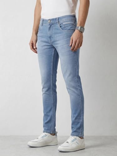 Image of WROGN Men's Slim Fit Jeans | Cotton Stretch | Solid | Casual Denim