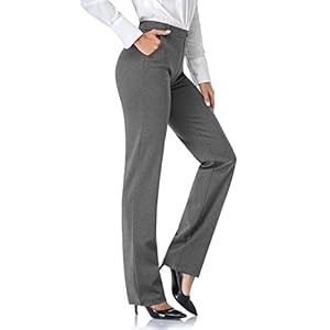 Tapata Women’s 28”/30”/32”/34” Stretchy Straight Dress Pants with Pockets Tall, Petite, Regular for Office Work Business