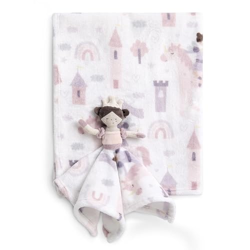 Image of Evolur Princess Print 2 Piece Gift Set, Includes Blanket with Lovey, Warm and Cozy Baby Blanket, Machine Washable Nursery Bed Blanket, Soft and Charming Lovey