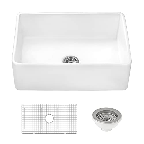 Ruvati 33 x 20 inch Fireclay Reversible Farmhouse Apron-Front Kitchen Sink Single Bowl - White - RVL2300WH Ruvati 33 x 20 inch Fireclay Reversible Farmhouse Apron-Front Kitchen Sink Single Bowl - White - RVL2300WH