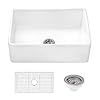 Ruvati 33 x 20 inch Fireclay Reversible Farmhouse Apron-Front Kitchen Sink Single Bowl - White - RVL2300WH