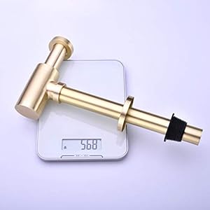 GORDEE Bathroom Brass Contemporary Round Bottle P Trap 1-1/4, Lavatory Adjustable Basin Sink Waste Drain P-Trap Kit, General US Standard, Brushed Nickel Gold