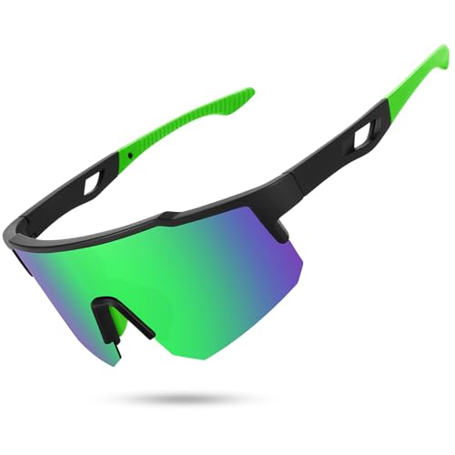 1-(c)matte Black Frame/Green Mirror Lens