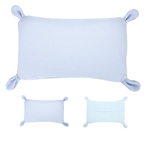 kinderkopfkissen mit charmanten Hasenohren aus Memory Foam Atmungsaktiv Kopfkissen (Blau+ Kissenbezug*2)