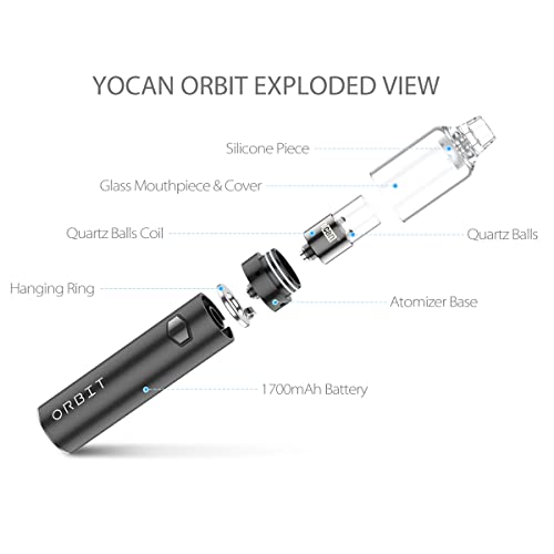 Vaporizer-Vape-Pen-Orbit-Wax-Kit-1700mAh-Coil-Less-Quartz-Cup-10S-Per-Heat-Rechargeable-Vape-Pen-BlackNo-Nicotine