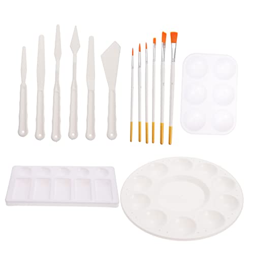 HOMSFOU Oil Painting Brush Set 6 Paintbrushes Palette Scrapers Art Supplies for Artists