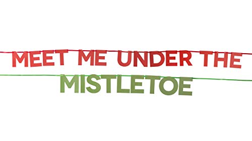 Image of Pearhead Christmas Mistletoe Kissing Booth Photo Props, Holiday Party Decorations, Meet Me Under the Mistletoe Banner, Sticker Sheet, All In One Kit
