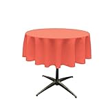 LA Linen Tablcloth Polyester Poplin Tablecloth 58-Inch Round, Coral