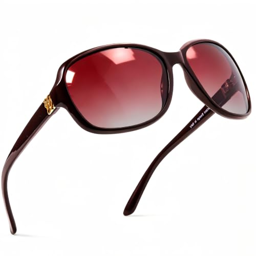 Image of SIPHEW Polarized Sunglasses for Women | UV400 Protection | Vintage Sun Glasses,Wraparound Shade,Lightweight & Comfortable,Big Sunnies eyewear,Driving,Outdoors