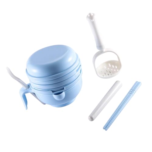 BESTonZON Set Baby Multifunctional Manual Grinder Bowl Spoon Complementary Feeding Tool Sky-blue Easy to