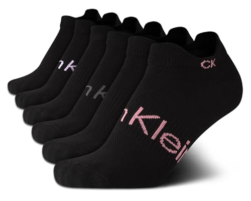 Image of Calvin Klein Womens No Show Socks - 6 Pack Lightweight Cotton Blend Cushioned Low Cut Tab Ankle Socks for Sneakers & Loafers