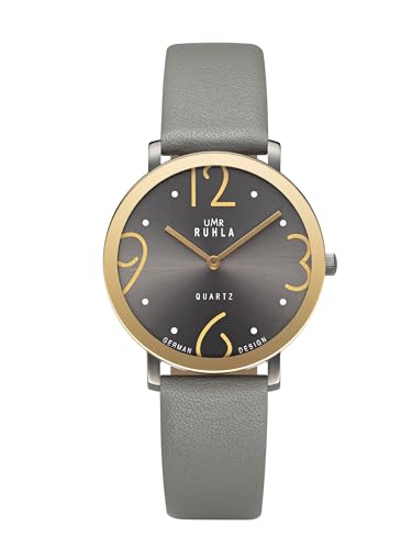 UMR RUHLA Style Damenuhr - Graues Lederarmband 20417-4 - Made in Germany