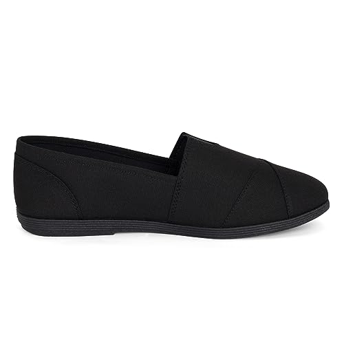 STYLISH S Comet ~ Women's Linen Seam Front Slip-On Flats Memory Foam Gel Insole (All Black Linen, 9)3
