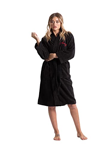 Image of Turkuoise Soft & Absorbent Towel Robe, 100% Cotton Turkish Terry Cloth Kimono Bathrobes for Women