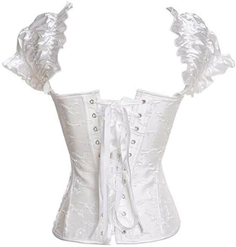Image of Women's Lace up Gothic Jacquard Shoulder Straps Tank Overbust Shaper Corset Bustiers Top