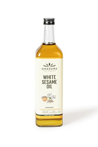 OraSure Organic White Sesame Oil|Wooden Cold Pressed Oil For Cooking|Gingelly Oil|Til Ka Tel|Pure And Unrefined|Zero Preservative|Kolhu/Kacchi Ghani/Chekku/Ganuga|With Multipurpose Usage|1L