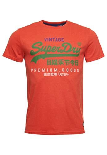 Superdry Herren Leichtes Vintage Logo Tri T-Shirt Leuchtendes Orange Meliert L