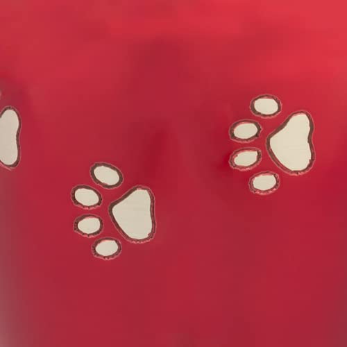 Dark Red with Silver Paw Prints Small Pet Cremation Urn for Ashes, Brass, Red Pet Urn, Dog Urn, Cat Urn, Small Sized Pet Urn, 4.25 Inches High