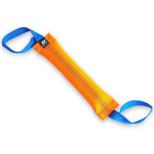 Bull Fit Boudin À Mordre Jouet pour Chien, 30 cm, 2 Anses, en Tuyaux De Lance À Incendie - Dummy Rouleau d'apprentissage Flottant - Robuste Boudin Mordant Chien, Orange Cover