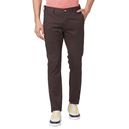 Image of Park Avenue Men's Regular Fit Mid Rise Neo Fit Cotton Blend Solid Pattern Flat Front Casual Chinos