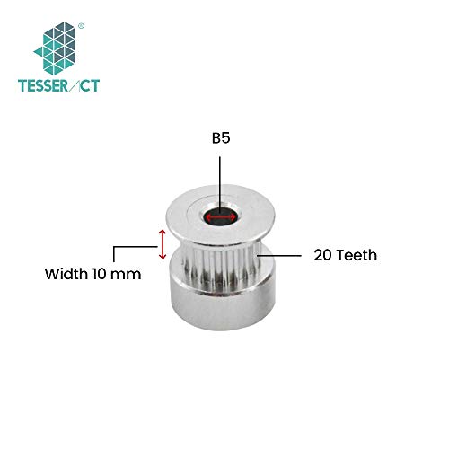 Image of TESSERACT GT2 20 Teeth Pulley /Timing Pulley with Bore 5mm I Timing Aluminum Drive Pulley for GT2 10mm Open Timing Belt I 20T W10 B5 GT2 Pulley I For 3D Printers /Laser Machines /CNC Machines (Qty: 2)